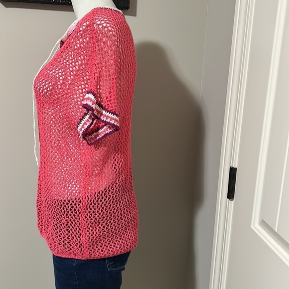 Tommy Bahama linen crochet swim suit cover up top Sz XXS - Picture 6 of 8